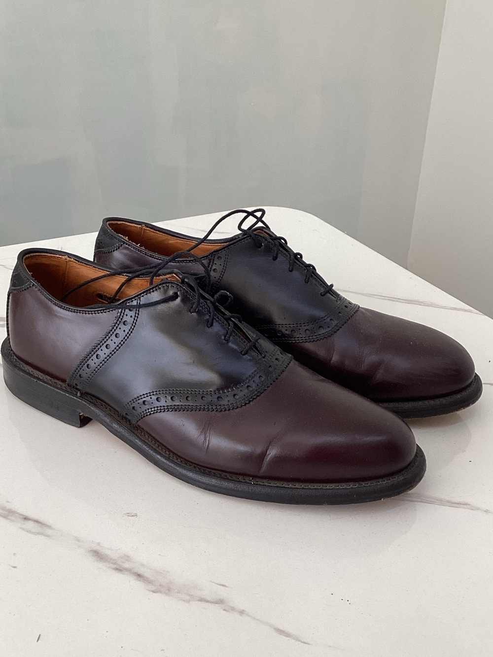 Allen Edmonds Two-Tone Black and Burgundy Derby Shoes